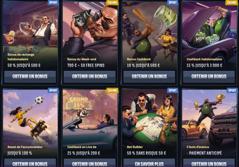 mafiacasino bonuses page