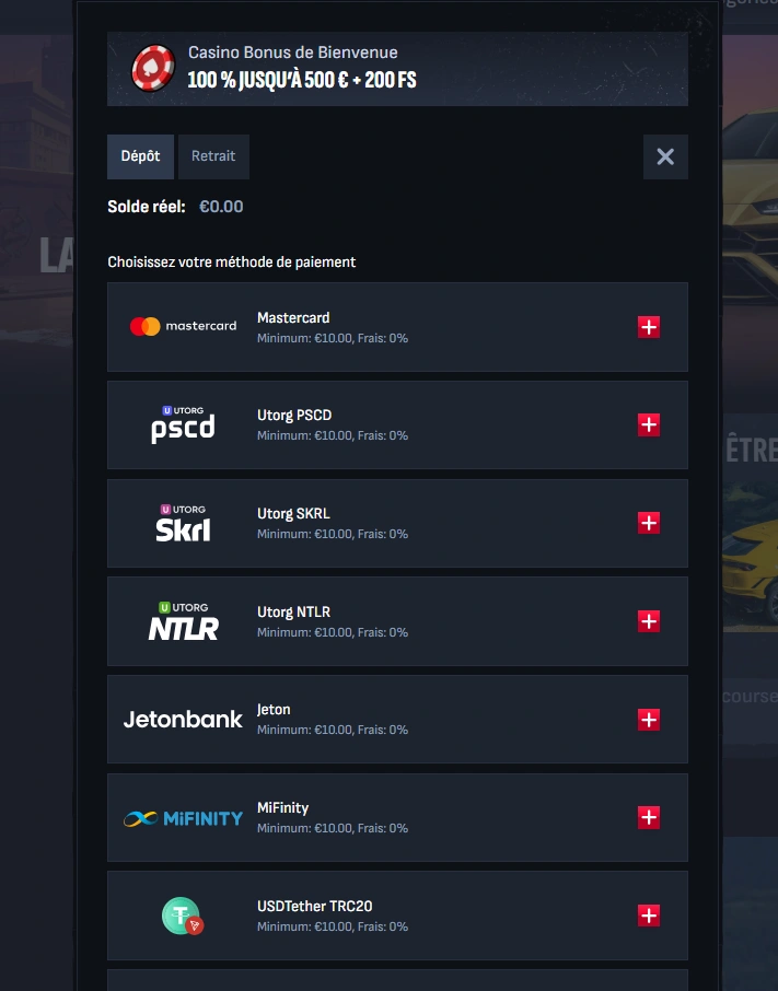 mafiacasino deposit page